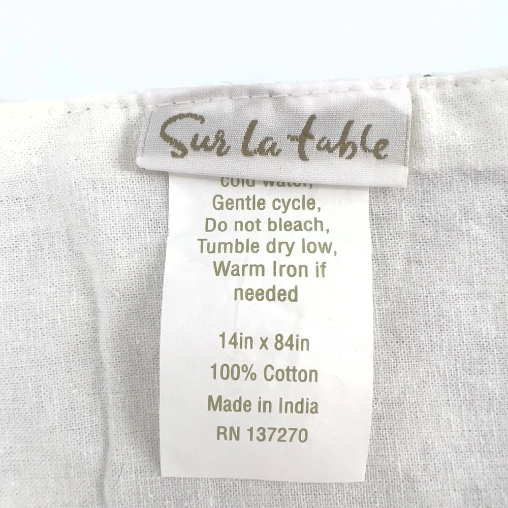 Sur la Table Floral Blue and Cream Cotton Table Runner 84 x 14